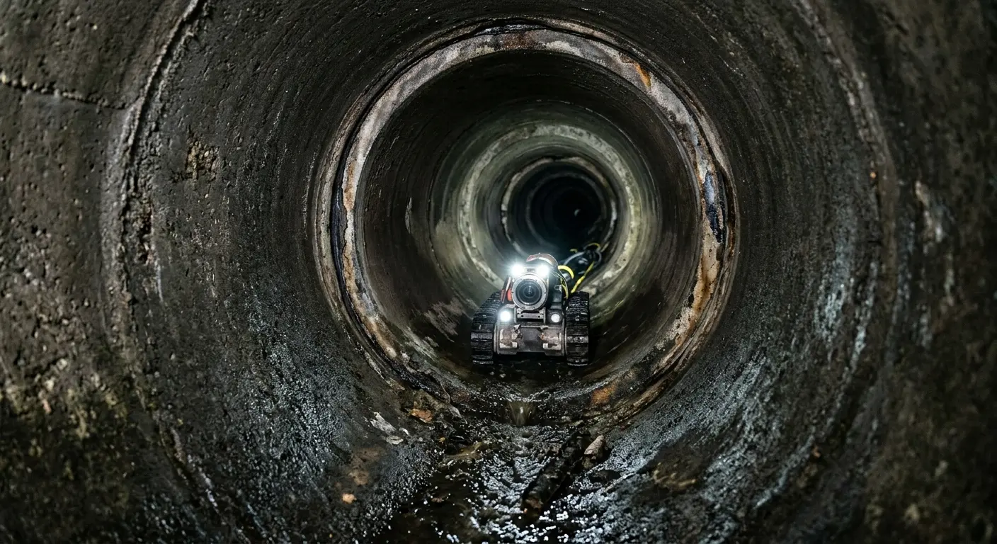 Robotic sewer camera inspecting pipe interior for Sewer Line Cleaning in Haverford
